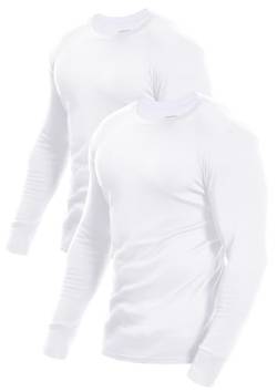 Comfneat Herren 2-Pack Langarmhemden Baumwolle Unterhemden (Weiß 2-Pack, L) von Comfneat
