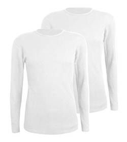 Comfneat Herren 2-Pack Thermounterwäsche Oberteil Langarm Waffle Knit Unterhemd mit Rundhals (Weiß 2-Pack, XL) von Comfneat