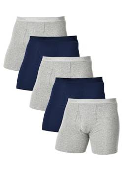 Comfneat Herren 5er Pack Boxershorts Langes Bein Elastisch Baumwolle Unterhosen mit Eingriff (Grey Melange+Navy Pack-5, S) von Comfneat