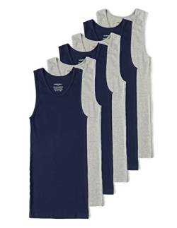 Comfneat Herren 6-Pack Elastisch Tank Tops Eng Anliegende Extra Lange Unterhemden (Grau Melange+Marineblau 6-Pack, L) von Comfneat