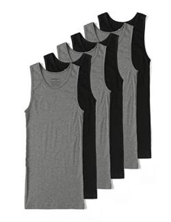 Comfneat Herren 6-Pack Elastisch Tank Tops Eng Anliegende Extra Lange Unterhemden (Schwarz+Dunkelgrau Melange 6-Pack, L) von Comfneat