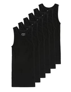 Comfneat Herren 6-Pack Elastisch Tank Tops Eng Anliegende Extra Lange Unterhemden (Schwarz 6-Pack, M) von Comfneat