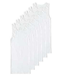 Comfneat Herren 6-Pack Elastisch Tank Tops Eng Anliegende Extra Lange Unterhemden (Weiß 6-Pack, XXL) von Comfneat