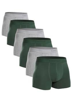 Comfneat Herren 6-Pack Retroshorts Baumwolle Trunks Unterhosen Boxershorts (Grau Melange+Dunkelgrün 6-Pack, M) von Comfneat