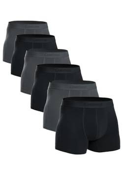 Comfneat Herren 6-Pack Retroshorts Baumwolle Trunks Unterhosen Boxershorts (Schwarz+Dunkelgrau 6-Pack, L) von Comfneat