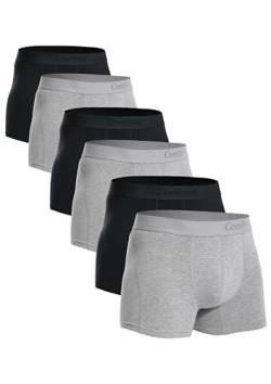 Comfneat Herren 6-Pack Retroshorts Baumwolle Trunks Unterhosen Boxershorts (Schwarz+Grau Melange 6-Pack, L) von Comfneat