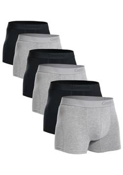 Comfneat Herren 6-Pack Retroshorts Baumwolle Trunks Unterhosen Boxershorts (Schwarz+Grau Melange 6-Pack, XXL) von Comfneat