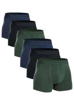 Comfneat Herren 6-Pack Retroshorts Baumwolle Trunks Unterhosen Boxershorts (Schwarz+Marineblau+Dunkelgrün 6-Pack, XXL) von Comfneat