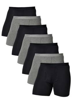Comfneat Herren 7-Pack Boxershorts Langes Bein Super Elastisch Baumwolle Unterhosen mit Eingriff (Black+Dark Grey Melange Park-7, XXL) von Comfneat