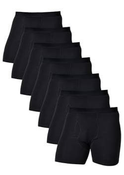 Comfneat Herren 7-Pack Boxershorts Langes Bein Super Elastisch Baumwolle Unterhosen mit Eingriff (Black Pack-7, XXL) von Comfneat