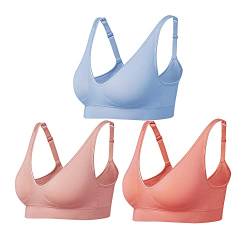 Comfyin Damen BH ohne bügel Bügelloser Bustier 3er Pack,Rosa+Blau+Orange,S von Comfyin