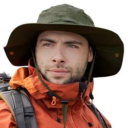 Comhats Großer Sonnenhut Herren Breiter Krempe UV-Schutz - Safari, Wander, Tropen für Sommer Outdoor-Aktivitäten, Wasserdicht & Winddicht - Ideal zum Wandern, Angeln, Spazieren, Segeln Grün M/L von Comhats