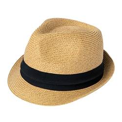 Comhats Herren Strohhut Sommerhut mit Sonnenschutz Panama Fedora Trilby Hut für Damen und Männer Faltbarer Strandhut Khaki M von Comhats