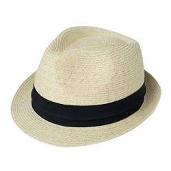 Comhats Herren Strohhut Sommerhut mit Sonnenschutz Panama Fedora Trilby Hut für Damen und Männer Faltbarer Strandhut Weiß L von Comhats