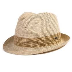 Comhats Herren Strohhut Trilby für Sommer, Sonnenschutz Faltbarer Panama Hut, Fedora für Strand, Festival - Rollbar & Stilvoll Beige XS 52-54CM von Comhats