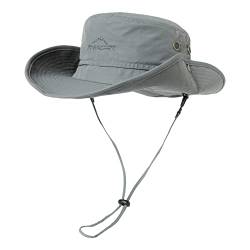 Comhats Outdoor Faltbarer Boonie Herren Buschhut mit Kinnband UPF 50+ Hellgrau M 54-57CM von Comhats