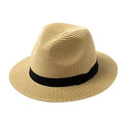 Comhats Panamahut Herren breite Krempe Strohhut Damen Urlaub am Strand Sonnenhut UPF 50 + Sommerhut 00715,Beige-L von Comhats