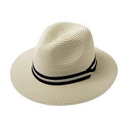Comhats Panamahut Herren breite Krempe Strohhut Damen verstellbar Urlaub Strandhut Sonnenhut UPF 50 + Sommer 00714,Weiß-M von Comhats