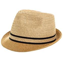 Comhats Strohhut Herren Fedora Trilby Hut Panamahut Strand Sonnenhut Handgemacht Kurze Krempe Beige XL von Comhats