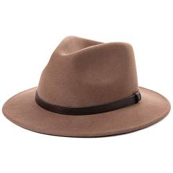 Comhats Unisex Filzhut Fedora für Herren und Damen-Winter Wolle Trilby Hat mit Krempe-Männer Panama Mafia Hut, Trilby Filz Hut Kamel M 56-58. von Comhats