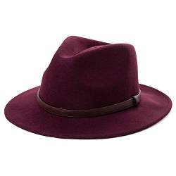 Comhats Unisex Filzhut Fedora für Herren und Damen-Winter Wolle Trilby Hat mit Krempe-Männer Panama Mafia Hut, Trilby Filz Hut Rotwein L 59-608. von Comhats