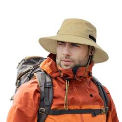 Comhats Wasserdichter Bucket Hat für kleine Köpfe, Outdoor-Hut zum Wandern, Golfen, Safari, Angeln, Wandern - Regenhüte - UPF 50+ Sonnenhut verstellbar, faltbar, Winddicht M Khaki von Comhats