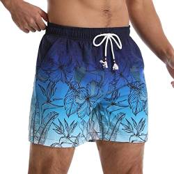 Comilaka Badeshorts Herren Schwimmhose Männer Gradient Farben Boardshorts mit Mesh-Futter Badehose Schnelltrocknend mit Verstellbarem Tunnelzug von Comilaka