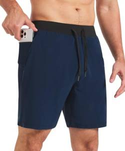 Comilaka Herren 7" Sporthose Sport Kurz Running Fitness Laufshorts Leicht Schnell Trocknend Trainingshose mit Reißverschlusstasch von Comilaka