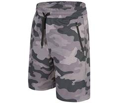 Commando Industries Army Bermuda Gym Short Turnhose Kurze Sporthose weich leicht schnell trocknend mit Reißverschlusstasche (XL, Dark Camo Carbon) von Commando Industries