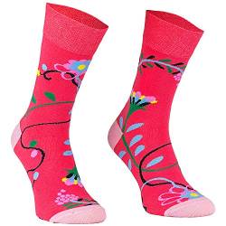 Comodo - lustige Motivsocken für Damen & Mädchen aus Baumwolle mit Blume/Flower Motiv | Bunte Socken mit witzigem Muster/Aufdruck | Verschiedene farbige Frauen Funny Socks SM1 43-46 3 Paar Blumen von Comodo