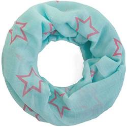 Compagno Damen Loopschal Stars & Stars weicher und leichter Schal Loop mit Sternen, SCHAL Farbe:Mint-Pink von Compagno