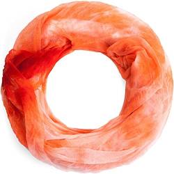 Compagno Damen Schal leichter Loopschal mit Welleneffekt Damenschal Loop Farbverlauf, SCHAL Farbe:Orange-Rot von Compagno
