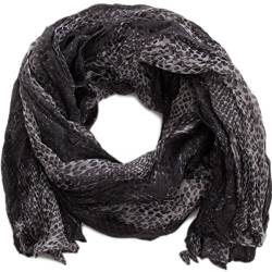 Compagno Damen Schal weich und leicht mit Knittereffekt in Schlangen-Design Herbst-Schal Einheitsgröße, SCHAL Farbe:Schwarz von Compagno