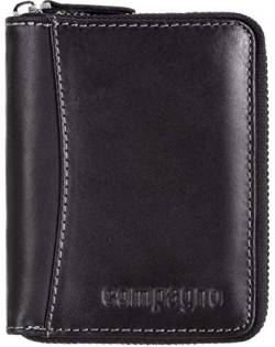 Compagno Echt-Leder Geldbeutel mit umlaufendem Reißverschluss Herren Portemonnaie Damen, Geldbeutel Farbe:Schwarz von Compagno
