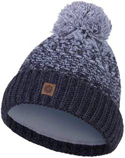 Compagno Kindermütze Bommelmütze Wintermütze Beanie Strickmütze Jungen Mädchen 93, Farbe:Dunkelgrau von Compagno