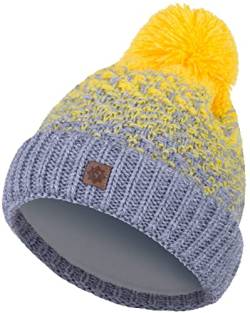 Compagno Kindermütze Bommelmütze Wintermütze Beanie Strickmütze Jungen Mädchen 93, Farbe:Hellgrau von Compagno