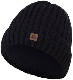 Compagno Kindermütze Wintermütze Mädchen Jungen 2-10 Jahre Beanie Strickmütze 105, Farbe:Schwarz von Compagno