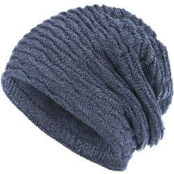 Compagno Wintermütze warm gefütterte Mütze Wabenmuster Beanie meliert Einheitsgröße, Farbe:Jeansblau von Compagno