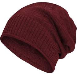 Compagno gefütterte Wintermütze für Herren und Damen Mütze Beanie Haube Einheitsgröße Strickmütze, Farbe:Dunkelrot von Compagno