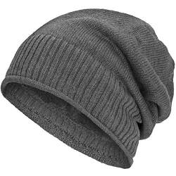 Compagno gefütterte Wintermütze für Herren und Damen Mütze Beanie Haube Einheitsgröße Strickmütze, Farbe:Grau von Compagno