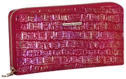 Damen Echt-Leder Geldbörse Schimmernd mit Reißverschluss Portemonnaie Geldbeutel, Geldbeutel Farbe:Rot von Compagno