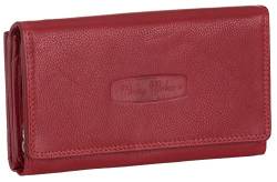 Damen Geldbörse Echt-Leder RFID 18 Steckplätze XXL-Fach Reißverschlussfächer Portemonnaie Geldbeutel, Geldbeutel Farbe:Rot von Compagno