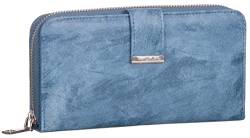 Damen Geldbörse klappbar mit Reißverschluss Portemonnaie Geldbeutel, Geldbeutel Farbe:Jeansblau von Compagno