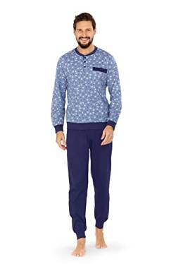 Comte Herren Schlafanzug Pyjama Langarm Knopfleiste Farbe: Rauchblau 100% Baumwolle (DE/NL/SE/PL, Numerisch, 54, Regular, Regular) von Comte