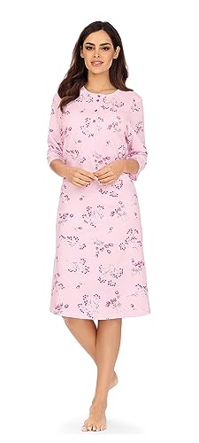 Comtessa Damen Nachthemd 232226 3-4 Arm Knopfleiste Farbe: Rose 100% Baumwolle Gr. 40 M von Comtessa