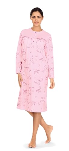Comtessa Damen Nachthemd 232227 Langarm Knopfleiste Farbe: Rosa 100% Baumwolle Gr. 48 XL von Comtessa