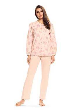 Comtessa Damen Schlafanzug Pyjama Langarm Knopfleiste 222319 Farbe: Apricot 100% Baumwolle Gr. 50 XL von Comtessa