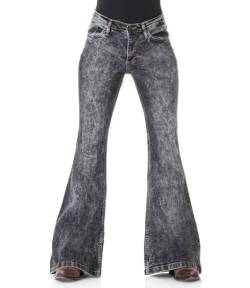 Comycom Boho Stretch Jeansschlaghose schwarz verwaschen 29/32 von Comycom