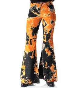 Comycom Damen Batik Schlaghose Orange-Schwarz W27/L32 von Comycom