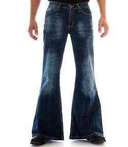 Comycom Dunkelblaue Herren Jeans Schlaghose Star Burn (DE/NL/SE/PL, Bundweite & Schrittlänge, 48, 34, Dunkelblau) von Comycom